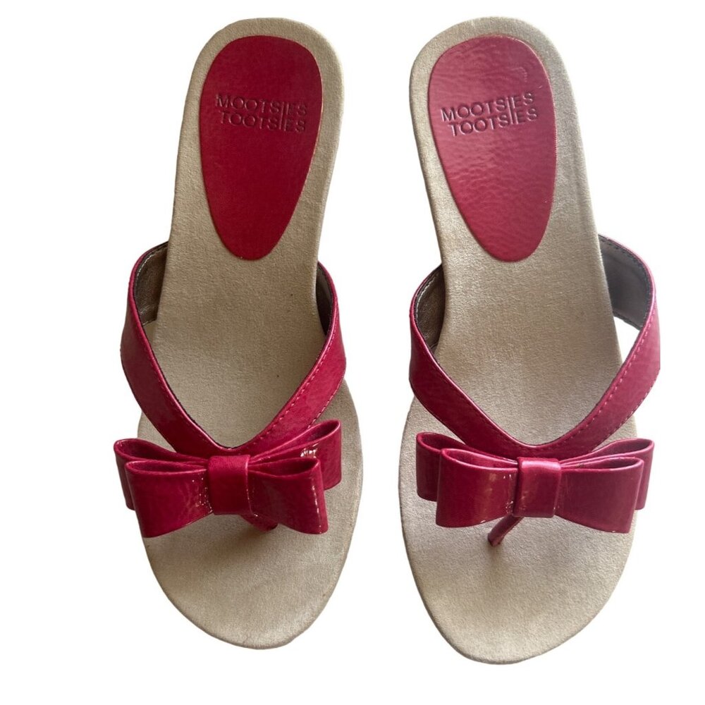 Mootsies Tootsies Molanai Pink Thong Sandals With Bow, Size 6M
